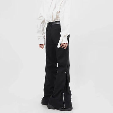 AIDASE  -  Summer New Men's Solid Color Side Zipper Straight Trousers American Fashion Trend Street Hip-Hop Casual Loose Niche Mens Bottoms aidase-shop
